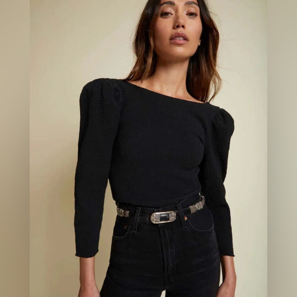 Nation LTD Aurora '80s Open Back Top Jet Black Anthropologie top Maeve